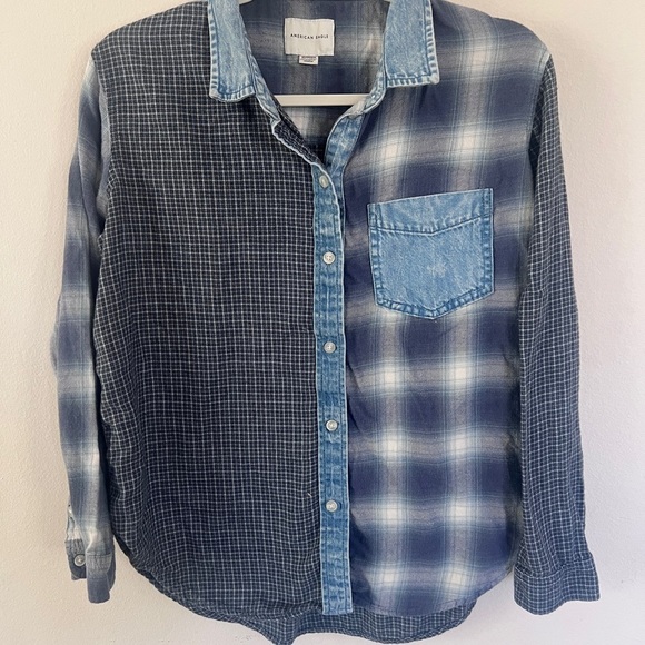 American Eagle Outfitters Blue Patterned Casual Shirt 310 - Picture 1 of 13
